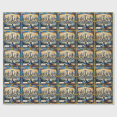 Blue Hanukkah Menorah Geschenkpapier (Flach)