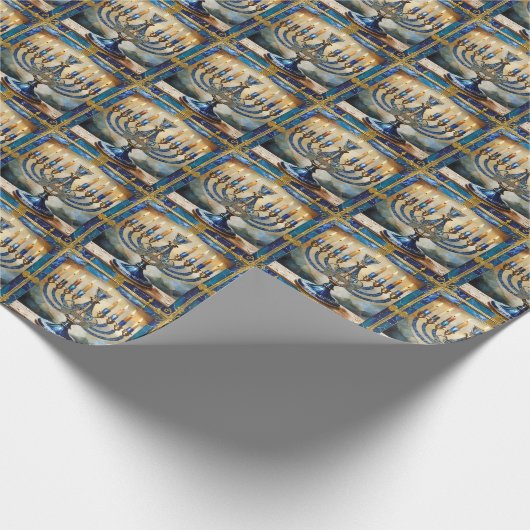 Blue Hanukkah Menorah Geschenkpapier (Ecke)