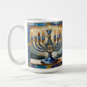 Blue Hanukkah Menorah Kaffeetasse (Links)