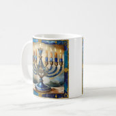 Blue Hanukkah Menorah Kaffeetasse (Vorderseite Links)