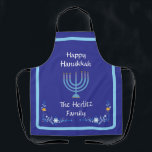 Blue HANUKKAH Menorah Kundenname Schürze<br><div class="desc">Personalisieren Fügen Sie Ihren Namen hinzu und passen Sie Ihre Urlaubszeit-Nachricht an. Ich Liebe Malerei und Design! Ich hoffe,  dir gefällt mein Kunstwerk.</div>