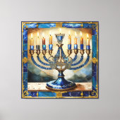 Blue Hanukkah Menorah Leinwanddruck (Vorderseite)