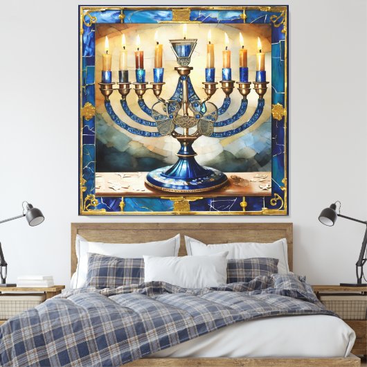 Blue Hanukkah Menorah Leinwanddruck (Insitu (Schlafzimmer))