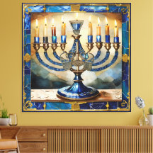 Blue Hanukkah Menorah