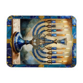Blue Hanukkah Menorah Magnet (Horizontal)
