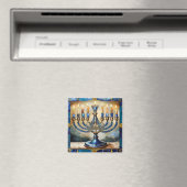 Blue Hanukkah Menorah Magnet (In Situ (Geschirrspüler))