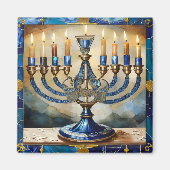 Blue Hanukkah Menorah Magnet (Vorne)