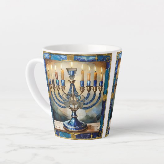Blue Hanukkah Menorah Milchtasse (Linke Ecke)
