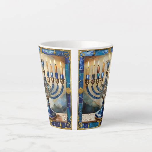 Blue Hanukkah Menorah Milchtasse (Vorderseite)