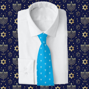 Blue Hanukkah menorah Neck Tie Krawatte