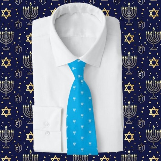 Blue Hanukkah menorah Neck Tie Krawatte