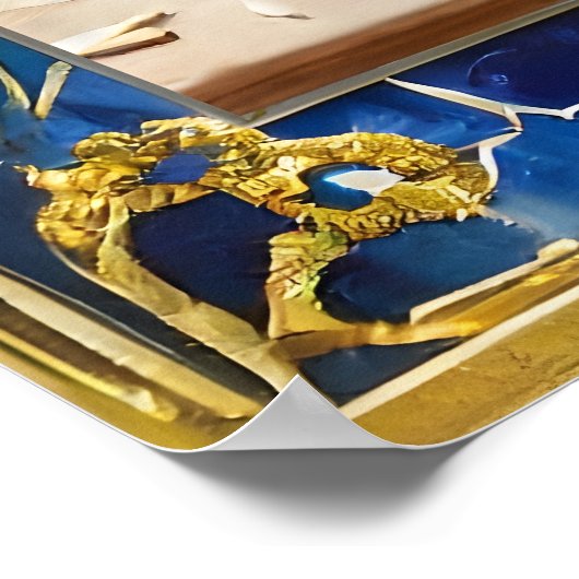 Blue Hanukkah Menorah Poster (Ecke)