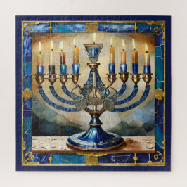 Blue Hanukkah Menorah Puzzle