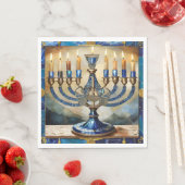 Blue Hanukkah Menorah Serviette (Beispiel)