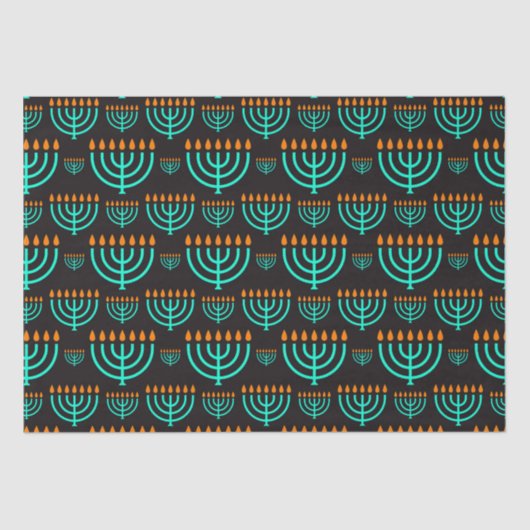 Blue Hanukkah Menorah Tissue Paper Seidenpapier (Vorderseite)