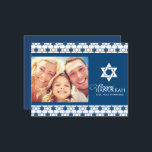 Blue Hanukkah Stars von David Pattern Foto Moderne Feiertagspostkarte<br><div class="desc">Mit Fett*fa*tin entworfen. Einfach mit eigenen Texten,  Fotos oder Bildern anpassen. Für individuelle Anfragen wenden Sie sich bitte direkt an fat*fa*tin. Es gelten benutzerdefinierte Gebühren. www.zazzle.com/fat_fa_tin www.zazzle.com/color_therapy www.zazzle.com/fatfatin_blue_knot www.zazzle.com/fatfatin_red_knot www.zazzle.com/fatfatin_mini_me www.zazzle.com/fatfatin_box www.zazzle.com/fatfatin_design www.zazzle.com/fatfatin_ink</div>