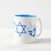 Blue Hanukkah Themes Menorah 4Hannah Zweifarbige Tasse (VorderseiteRechts)