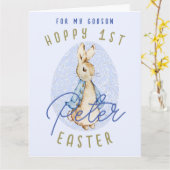 Blue Happy 1. Osterfest Bunny Egg Godson Name Card Karte (Gelbe Blume)