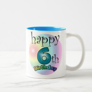 Blue Happy 6. Geburtstag Zweifarbige Tasse