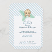 Blue Happy Baby Sloth Baby Dusche Einladung (Vorne/Hinten)