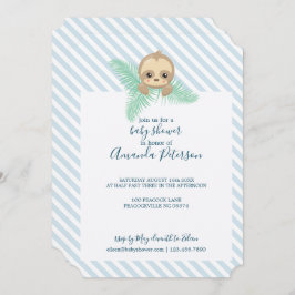 Blue Happy Baby Sloth Baby Dusche Einladung