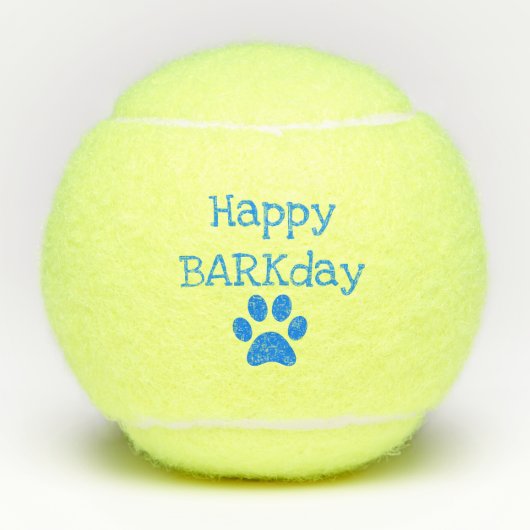 Blue Happy Barkday Geburtstag Pet Dog Toy Tennisbälle (Vorderseite)