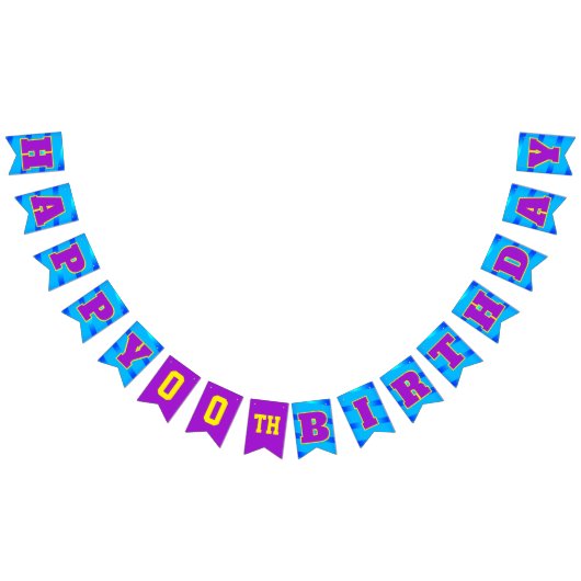 BLUE Happy Birthday | Bearbeitbar Wimpelkette (Alle)