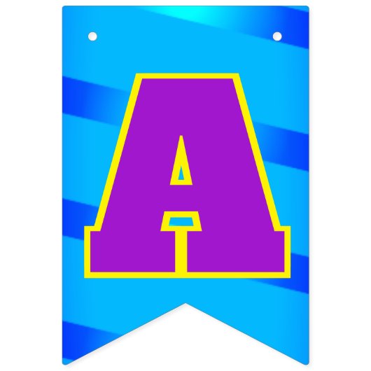 BLUE Happy Birthday | Bearbeitbar Wimpelkette (Zweite Fahne)