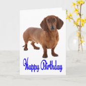 Blue Happy Birthday Dackel Puppy Dog Card Karte (Gelbe Blume)