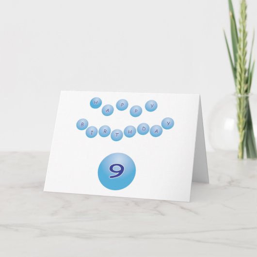 Blue Happy Birthday for Boy Age 9 Karte (Vorderseite)