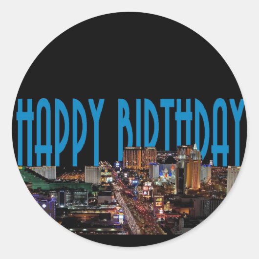Blue Happy Birthday Las Vegas Sticker (Vorderseite)