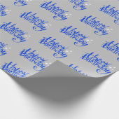 Blue Happy Birthday on Gray Geschenkpapier (Ecke)