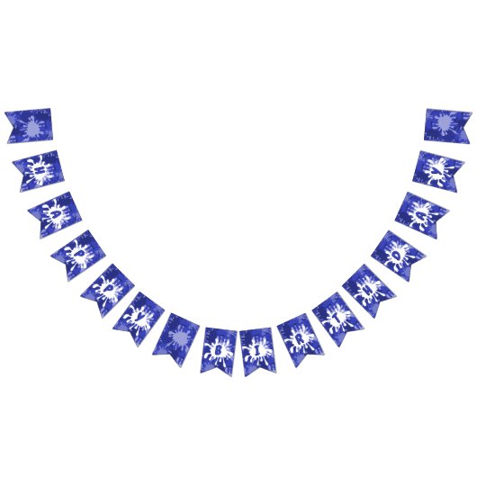 Blue Happy Birthday Painting Spritzer Wimpelkette (Alle)