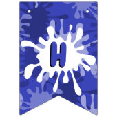 Blue Happy Birthday Painting Spritzer Wimpelkette (Zweite Fahne)