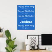 Blue Happy Birthday Poster (Heimbüro)