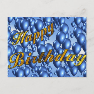 Blue Happy Birthday Postkarte