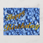 Blue Happy Birthday Postkarte (Vorderseite)