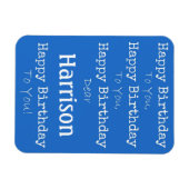Blue Happy Birthday Song Premium Flexi Magnet (Horizontal)