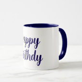 Blue Happy Birthday Tasse (VorderseiteRechts)