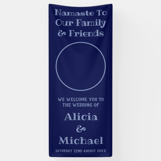 Blue Happy Couple Name and Foto Wedding Willkommen Banner (Vertikal)