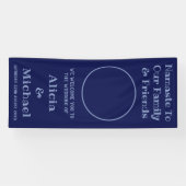 Blue Happy Couple Name and Foto Wedding Willkommen Banner (Horizontal)