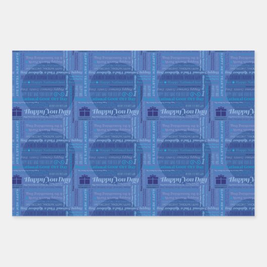 Blue Happy Days Wrapping Paper Geschenkpapier Set (Vorderseite 2)