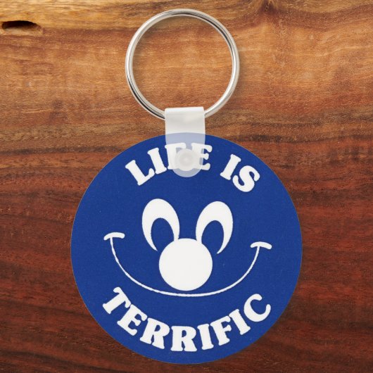 Blue Happy Face Schlüsselanhänger (Vorderseite)