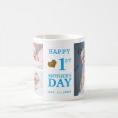 Blue Happy First Mother's Day 5 Foto Collage Kaffeetasse (Mittel)