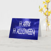 Blue Happy Halloween-Textkarte zur Nachtzeit Karte (Gelbe Blume)