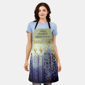 Blue Happy Hanuka Candles All-over Print Schürze (Getragen)