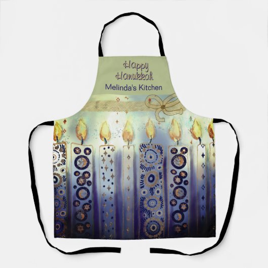 Blue Happy Hanuka Candles All-over Print Schürze (Vorderseite)