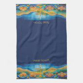 Blue Happy Hanukkah Menorah Food Latkes & Donuts Geschirrtuch (Vertikal)