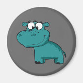 Blue Happy Hippo Magnet (Vorne)