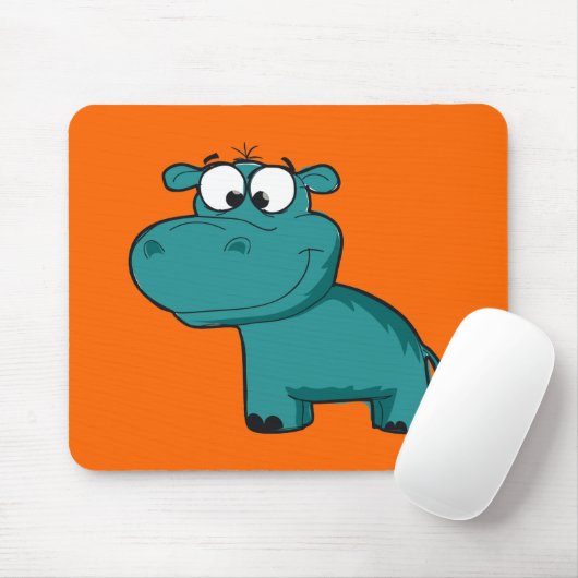 Blue Happy Hippo Mousepad (Mit Mouse)